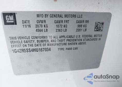 2017 Buick Lacrosse Premium z USA, uszkodzony, nr VIN 1G4ZR5SS4HU167034